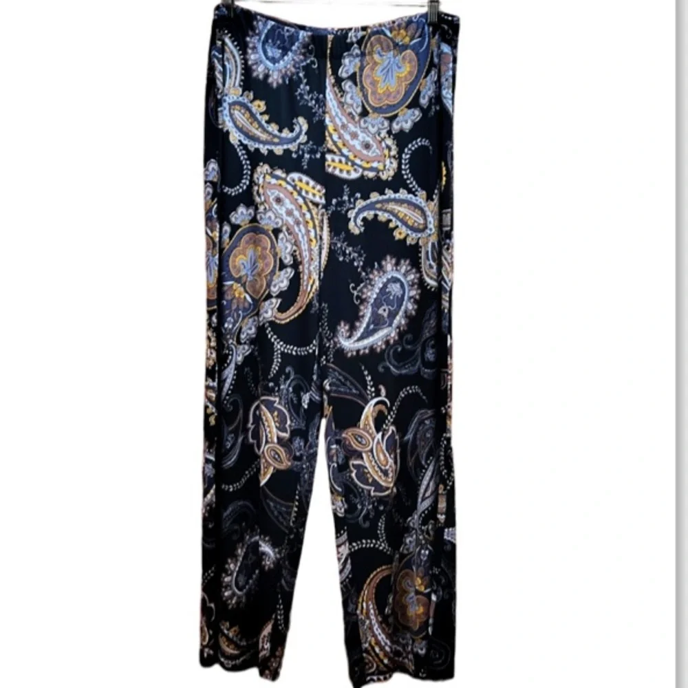 Susan Graver Pants pull-on Paisley, weighty stretchy fabric size large - Picture 4 of 11
